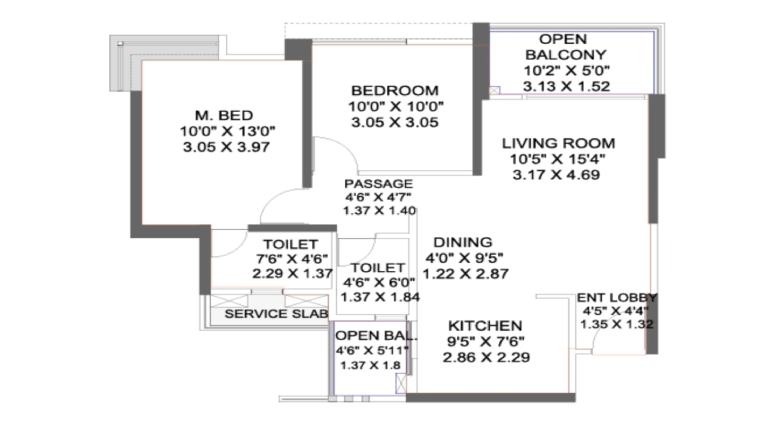 2BHK Floor Plan